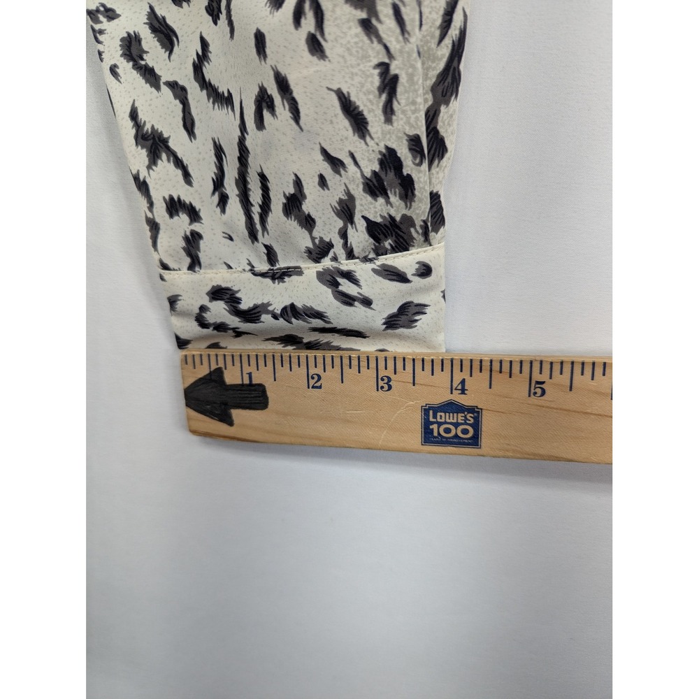 Style Exchange Womens Leopard Print Button Down Shirt Grey White Long Sleeve M - Picture 9 of 11